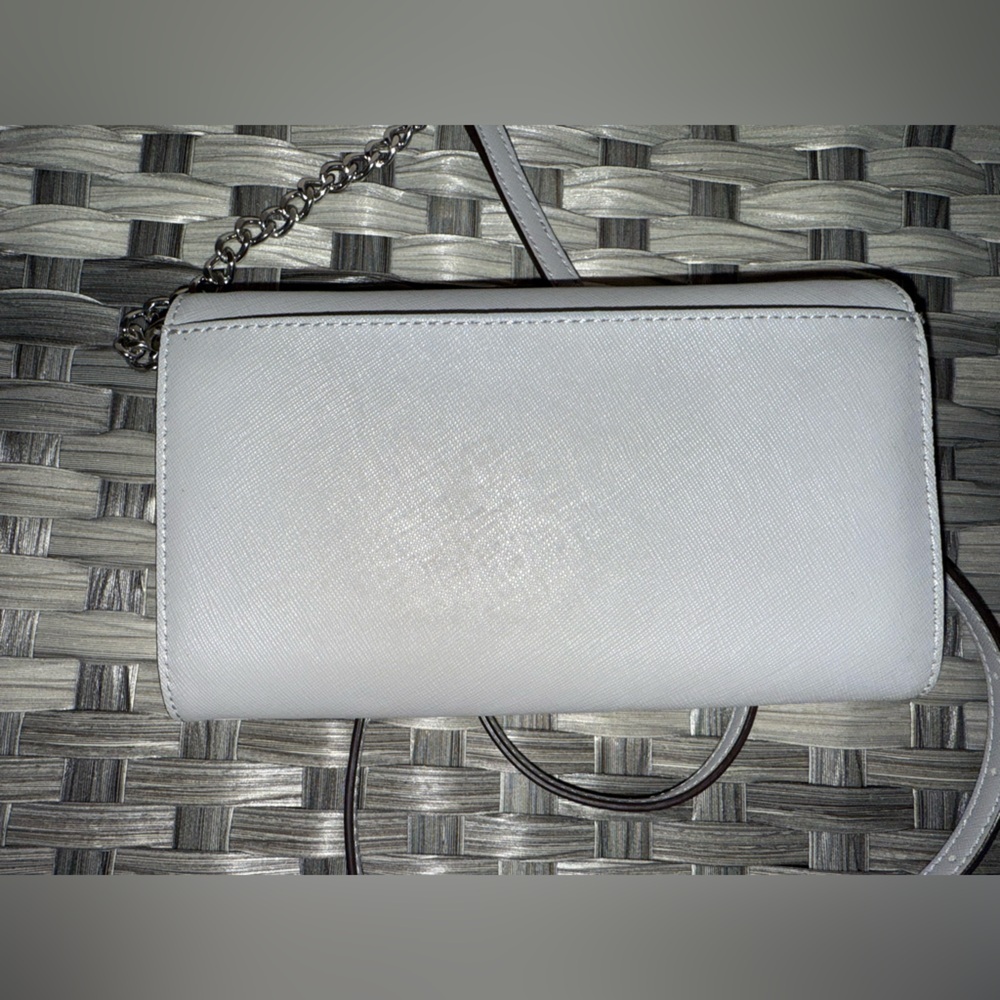 Michael Kors Wallet on Chain Crossbody — Saffiano Leather Gray WOC Bag - Picture 14 of 16
